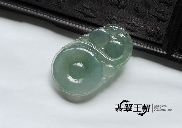 糯冰种蓝晴飘翠缅甸翡翠福禄寿挂件