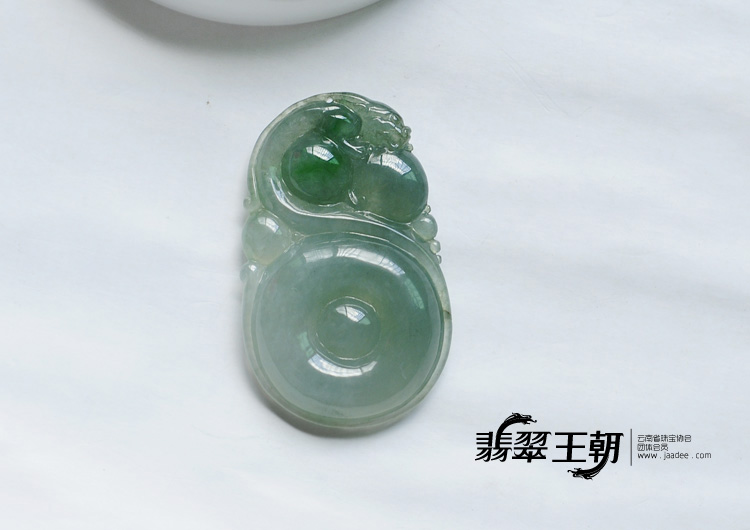 糯冰种蓝晴飘翠缅甸翡翠福禄寿挂件