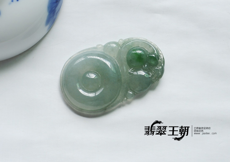 糯冰种蓝晴飘翠缅甸翡翠福禄寿挂件