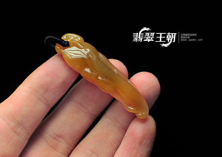 冰种黄翡缅甸翡翠人生如意挂件