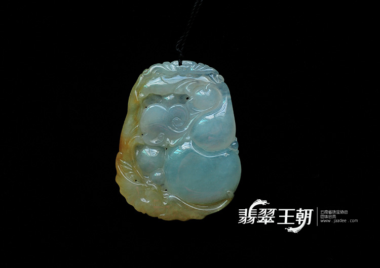冰种晴水黄翡缅甸翡翠福禄寿挂件