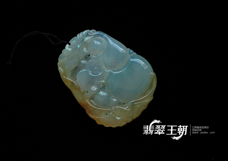 冰种晴水黄翡缅甸翡翠福禄寿挂件