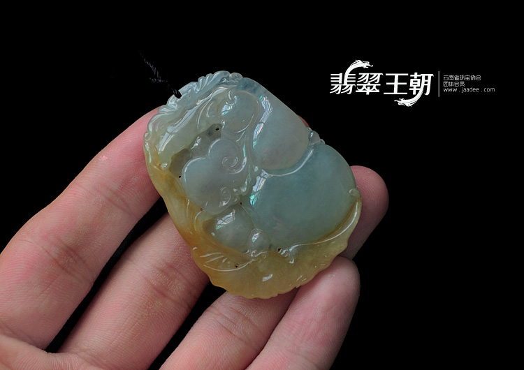 冰种晴水黄翡缅甸翡翠福禄寿挂件