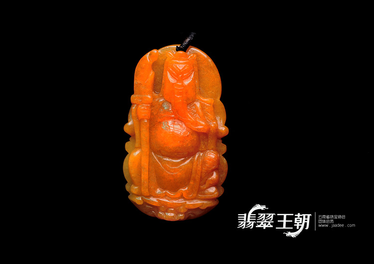 细糯种黄翡缅甸翡翠关公挂件