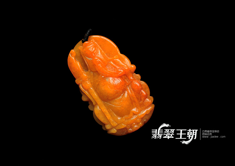 细糯种黄翡缅甸翡翠关公挂件