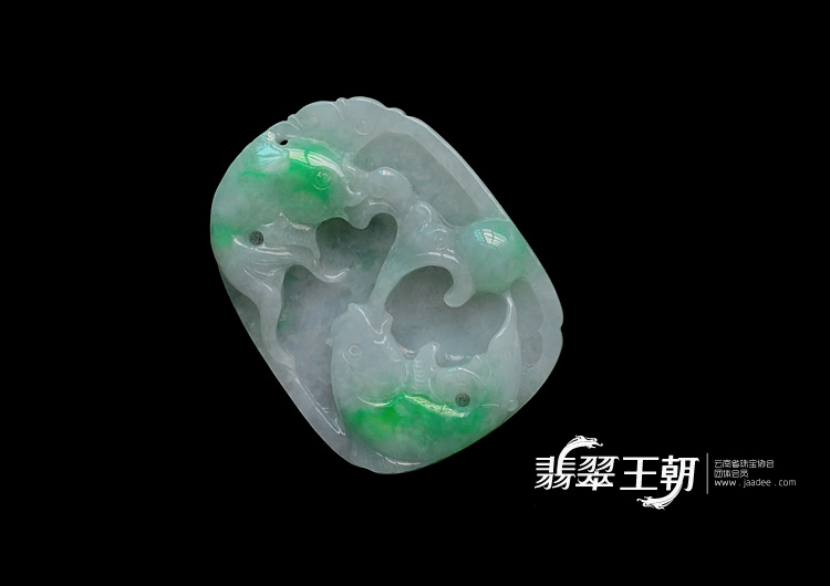 糯冰种飘翠缅甸翡翠金玉满堂挂件