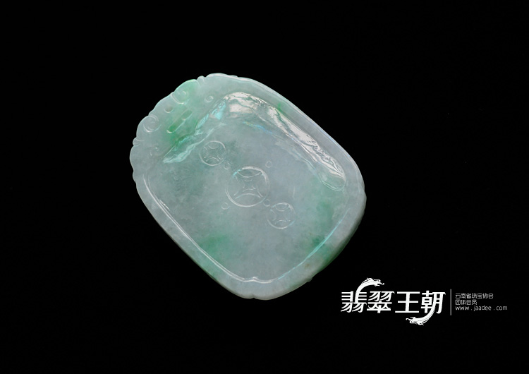 糯冰种飘翠缅甸翡翠金玉满堂挂件