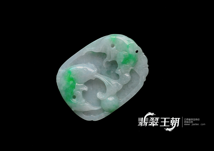 糯冰种飘翠缅甸翡翠金玉满堂挂件