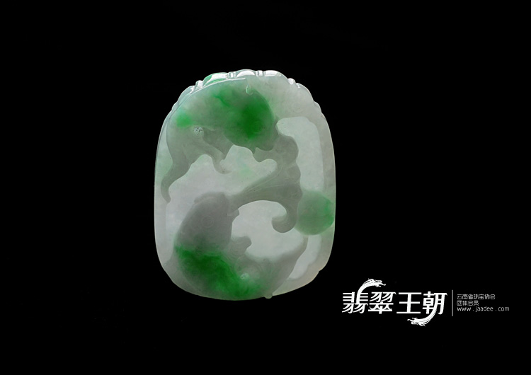 糯冰种飘翠缅甸翡翠金玉满堂挂件