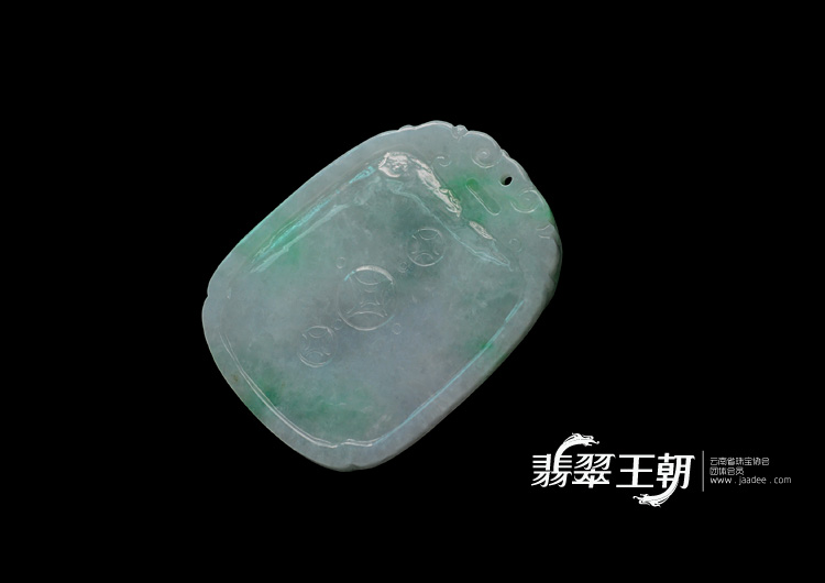 糯冰种飘翠缅甸翡翠金玉满堂挂件