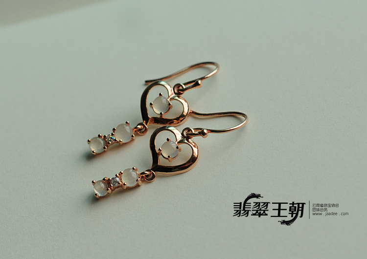 冰种缅甸翡翠包银镶金耳坠