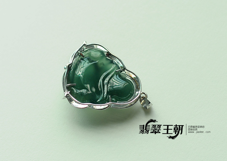 冰种油青缅甸翡翠包白金玉佛挂件