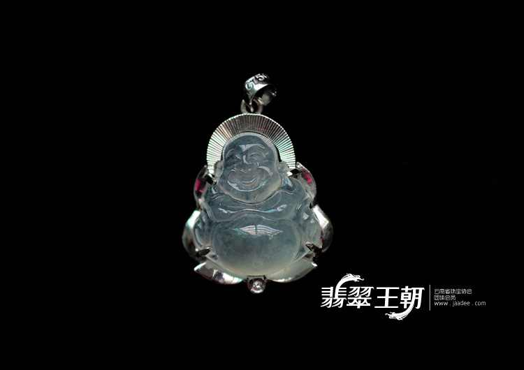 冰种缅甸翡翠包白金玉佛挂件