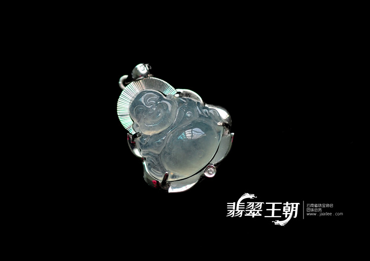 冰种缅甸翡翠包白金玉佛挂件