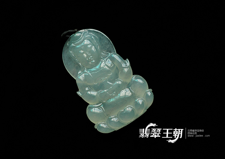 冰种晴水缅甸翡翠观音挂件