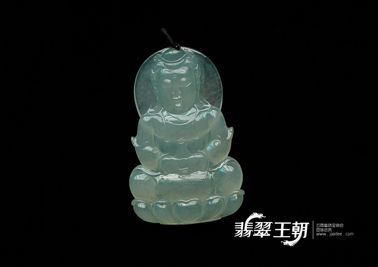 冰种晴水缅甸翡翠观音挂件