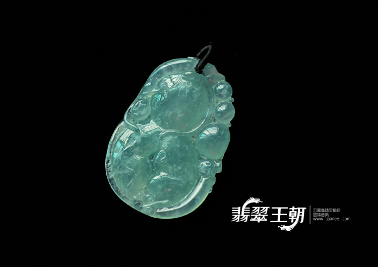 冰种蓝晴水缅甸翡翠如意寿挂件