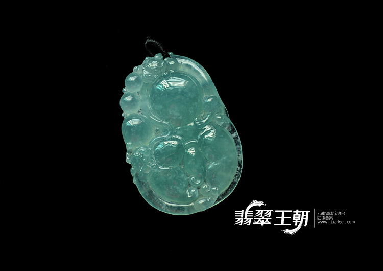 冰种蓝晴水缅甸翡翠如意寿挂件