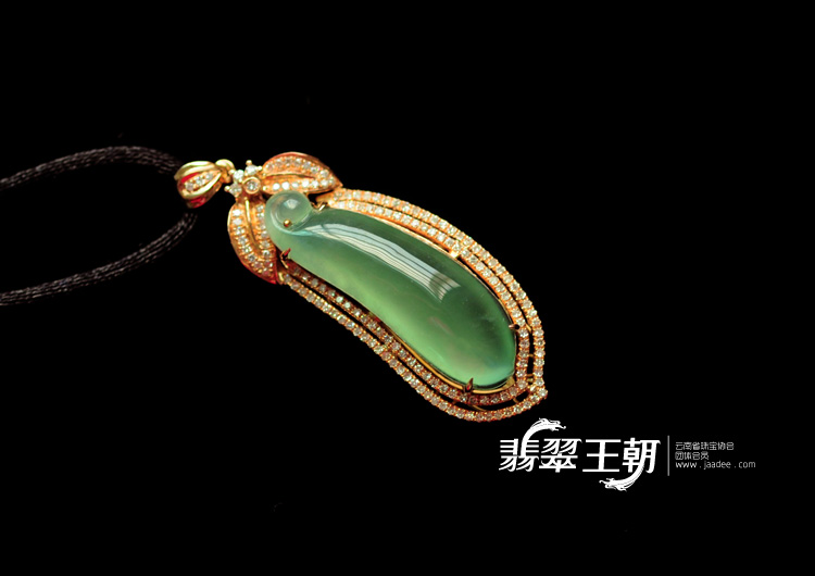 冰种晴水缅甸翡翠包玫瑰金“红红火火”挂件(真钻)