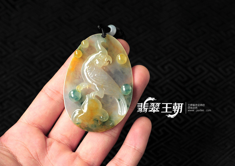 冰种黄翡飘花缅甸翡翠英明神武挂件
