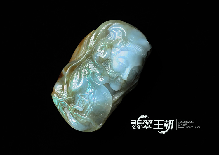 糯冰种黄翡缅甸翡翠天际之女手玩件