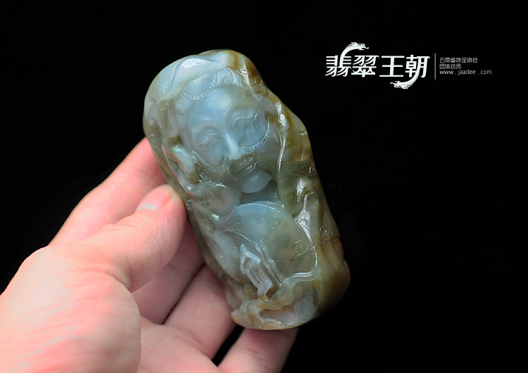 糯冰种黄翡缅甸翡翠天际之女手玩件