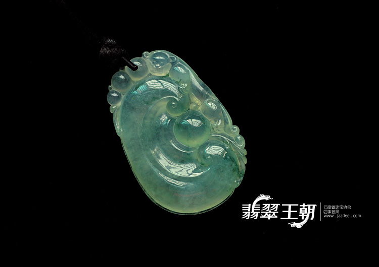 冰种飘花缅甸翡翠如意寿挂件