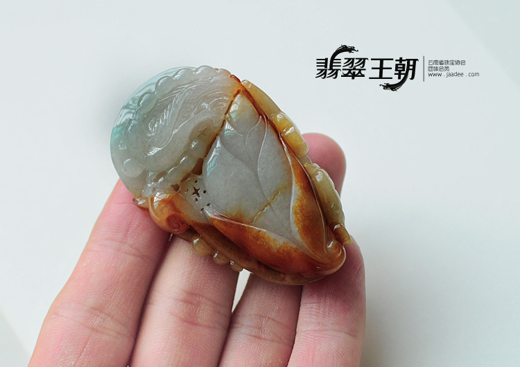 糯冰种黄翡缅甸翡翠玉兰花挂件