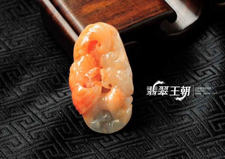 糯冰种红黄翡缅甸翡翠福禄双寿挂件