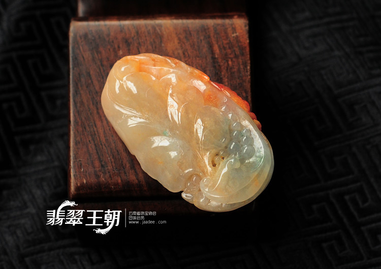 糯冰种红黄翡缅甸翡翠福禄双寿挂件