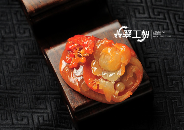 糯冰种红黄翡缅甸翡翠富贵双喜挂件