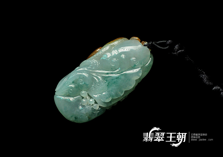 冰种黄翡飘花缅甸翡翠鸟语花香挂件