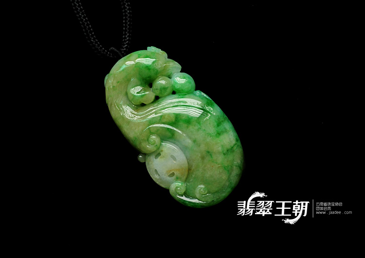 糯冰种黄加绿缅甸翡翠凤凰挂件