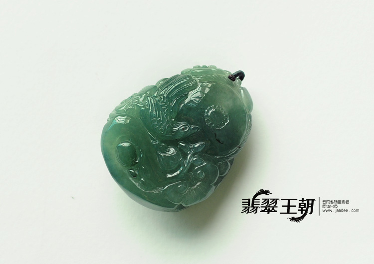 冰种油青缅甸翡翠花开富贵挂件