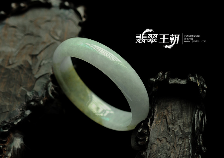糯冰种淡紫罗兰黄翡缅甸翡翠手镯(57.3)