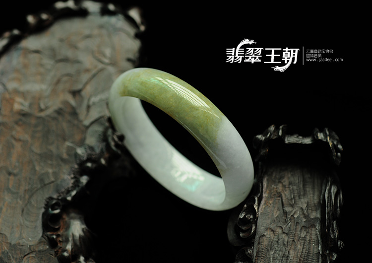 糯冰种淡紫罗兰黄翡缅甸翡翠手镯(57.3)
