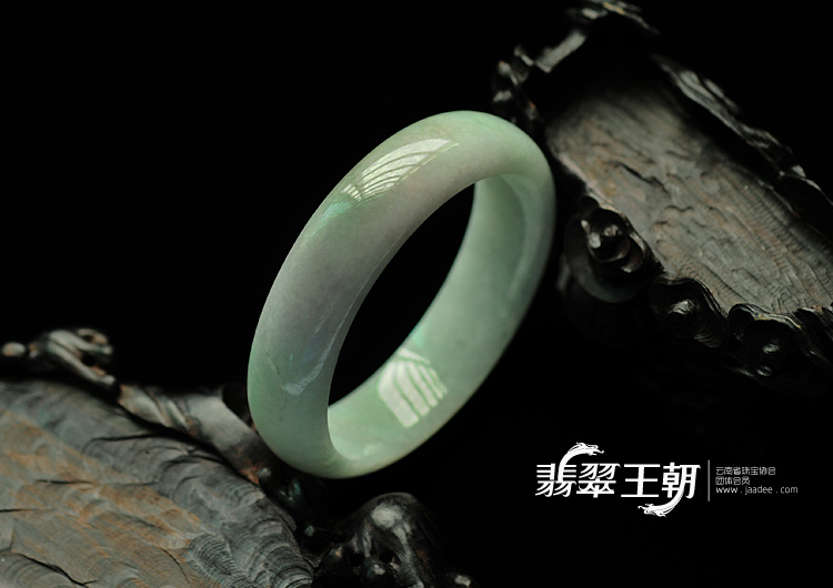 糯冰种淡紫罗兰青色缅甸翡翠手镯(57.5)