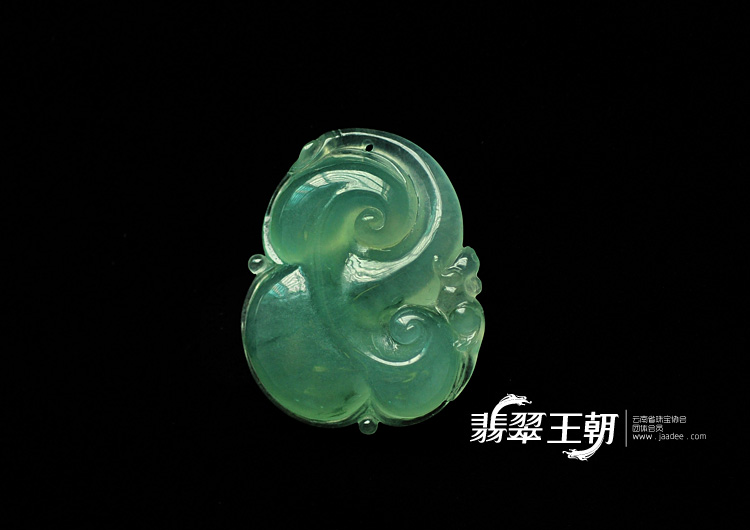冰种飘花缅甸翡翠如意寿挂件