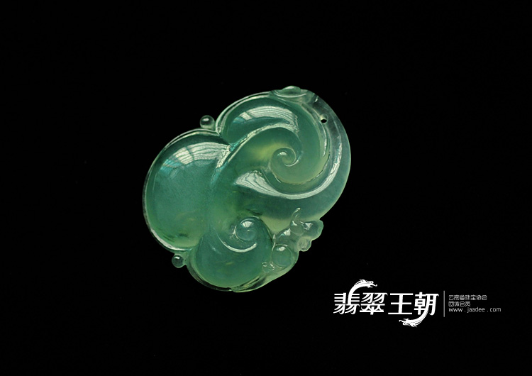 冰种飘花缅甸翡翠如意寿挂件