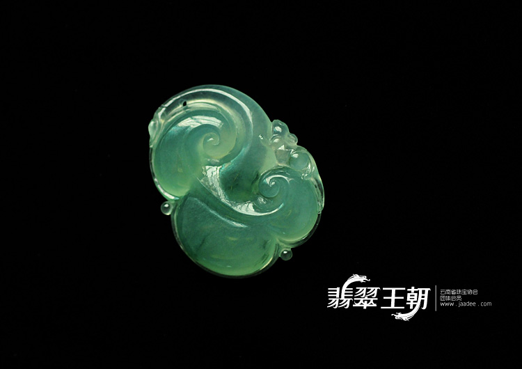 冰种飘花缅甸翡翠如意寿挂件