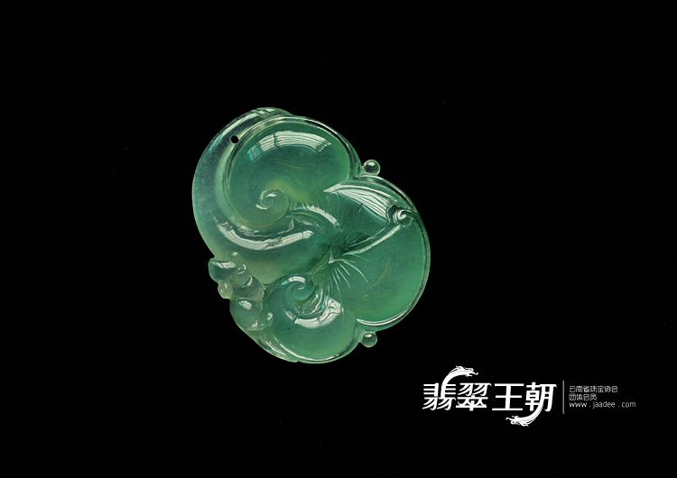 冰种飘花缅甸翡翠如意寿挂件