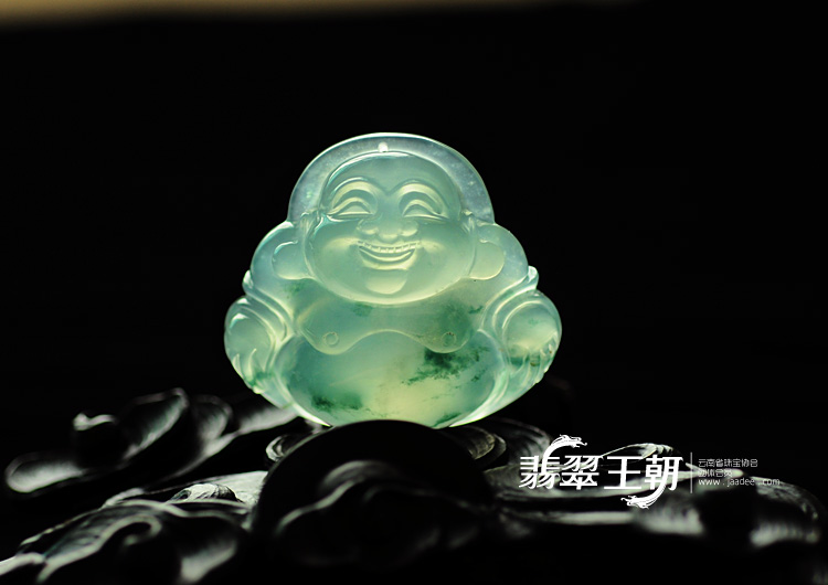 冰种飘花缅甸翡翠玉佛挂件