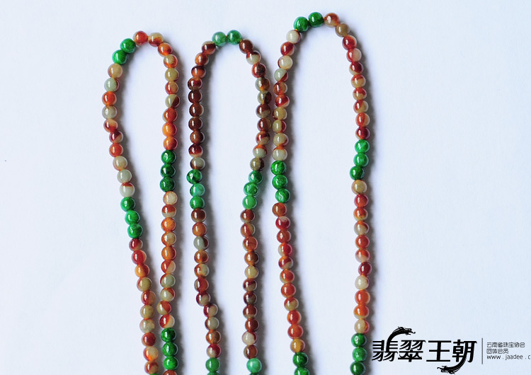 糯冰种红加绿缅甸翡翠项链（单价）