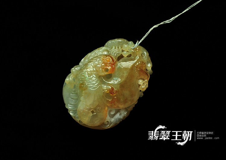 冰种黄翡缅甸翡翠英明神武挂件