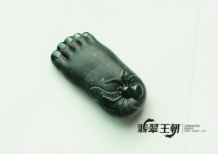 细糯种墨翠缅甸翡翠知足常乐挂件
