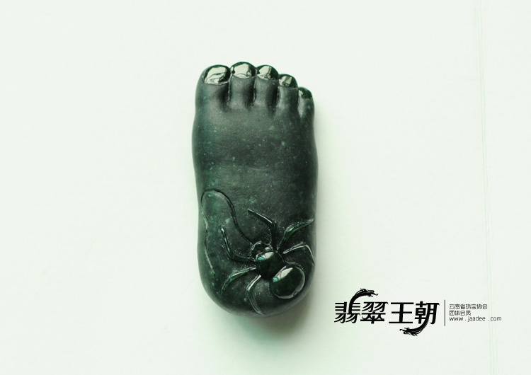 细糯种墨翠缅甸翡翠知足常乐挂件
