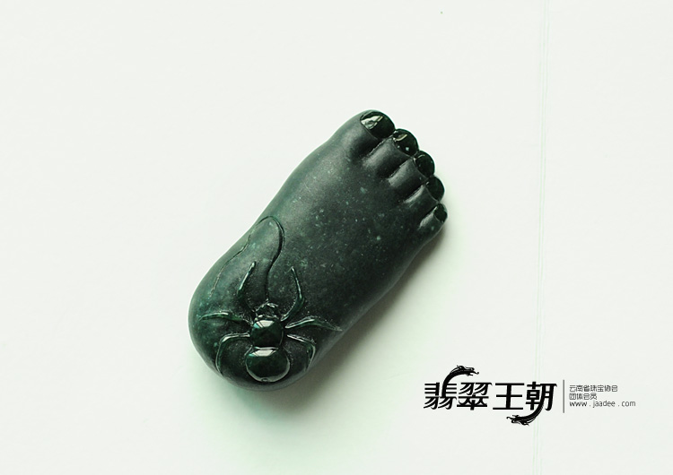 细糯种墨翠缅甸翡翠知足常乐挂件