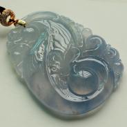 冰种紫罗兰缅甸翡翠福禄寿挂件