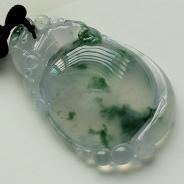 冰种飘花缅甸翡翠福禄寿挂件