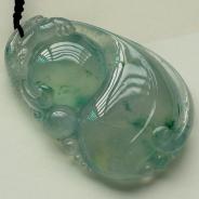 冰种飘花缅甸翡翠福禄寿挂件